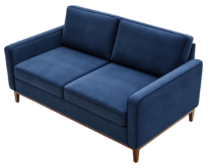Stylish nylon loveseat sofa in deep blue adds elegance to any living space