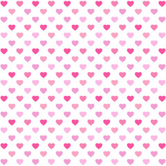 Seamless pattern with pink hearts on white background.Simple cute Valentines day.Wedding card.Love texture.Surface design for textile.Decoration ornament.Repeat tile.Wrapping paper.Vector design.