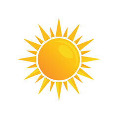 Bright yellow sun summer icon design element