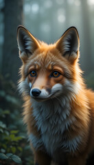 Fototapeta premium Red Fox in a Misty Forest