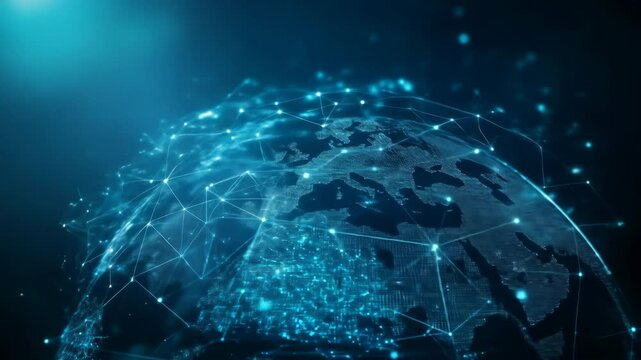 Digital earth network connections and global communications concept