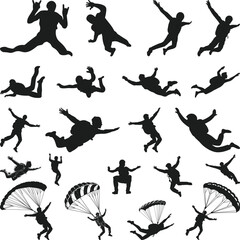 Sky Diving svg, skydiving sport Silhouette, Parachute jump Svg, Skydiving Silhouette, Sky Diver Bundle,
