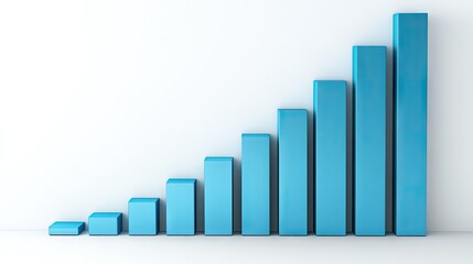 Progressive ascending bar graph illustration on a plain backdrop.