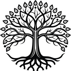  tree of life, silhouette roots, swirling branches
