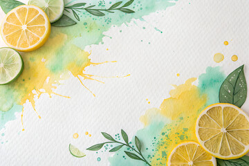 Vibrant Lemon and Lime Watercolor Art Background