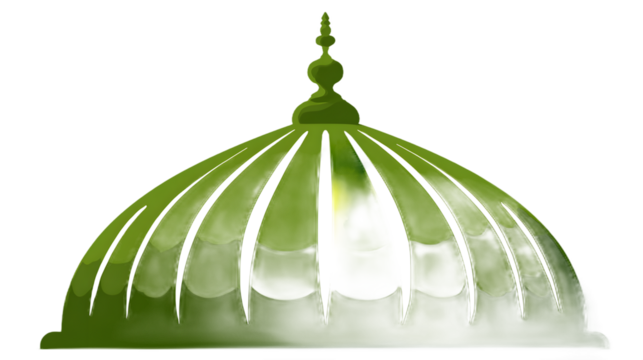 Green Dome Architectural Design Religious Symbol  Islamic Art Vector Illustration