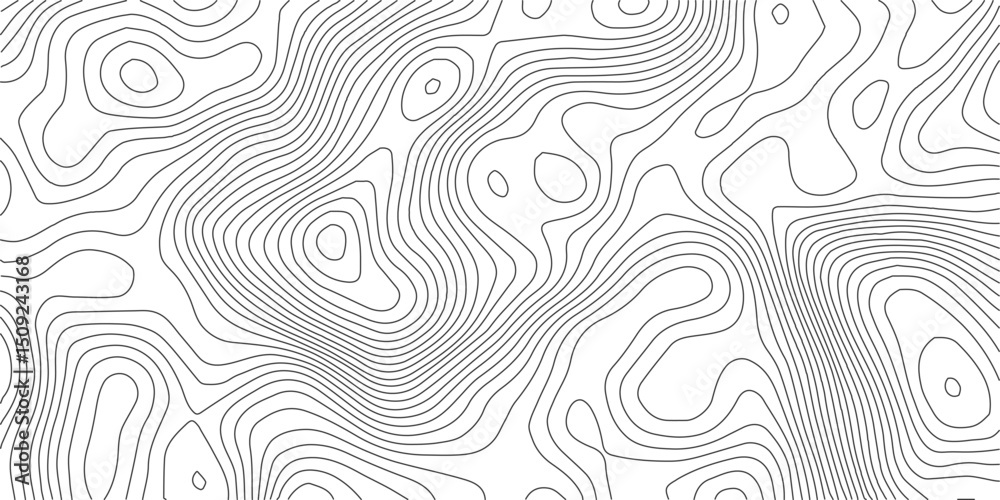Fototapete The black grey on white contours vector topography stylized height of the lines. The concept of a conditional geography scheme and the terrain path. Ultra wide. Map vector terrain Illustration. 
