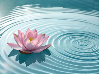 Serene Pink Lotus Flower on Rippling Blue Water