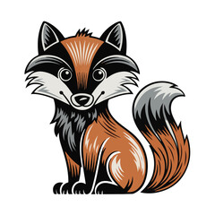 Obraz premium A cute cartoon vector illustration depicts a smiling wild fox and dog animal head