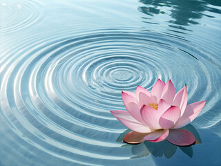 Serene Pink Lotus Flower on Rippling Water Surface
