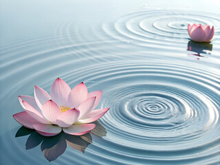 Double Lotus Blooms on Rippling Water: Serenity and Balance