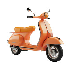 Orange vintage scooter with modern design and classic appeal on transparent background