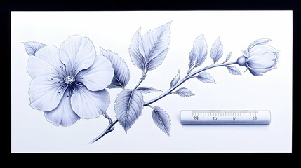Monochrome Hibiscus Flower Drawing with Stippling Technique