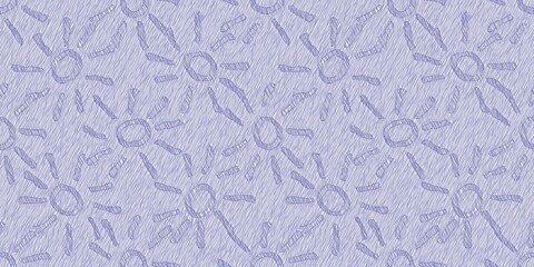 Baby blue doodle sunshine seamless border. Whimsical hand drawn decorative newborn nursery design. Fresh classic simple nordic boy style.