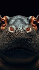 Obraz premium Close-up view of a hippo enjoying the warmth of the sun in its habitat