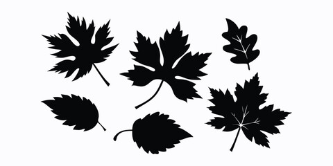 set of leaves silhouettes