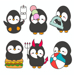 Penguin colour vector set 4