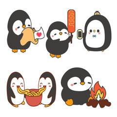 Penguin colour vector set 3