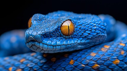 Fototapeta premium Scales of Sapphire: Blue Viper Captured in 8K UHD