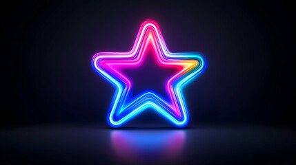Obraz premium Colorful Neon Star Glowing in Dark Background