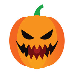 Vector illustration of a spooky jack o lantern pumpkin face for halloween celebration