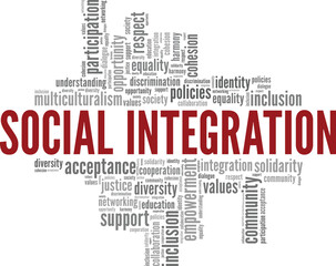 Fototapeta premium Social Integration word cloud conceptual design isolated on white background.