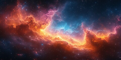 Colorful cosmic nebula displaying vibrant colors and intricate patterns in deep space