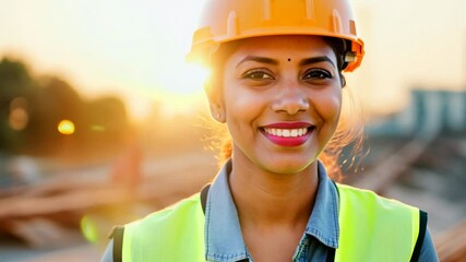 Young Indian female supervisor with clipboard on construction site. With her clipboard, the Indian supervisor expertly manages the site, directing her team toward successful outcomes.
