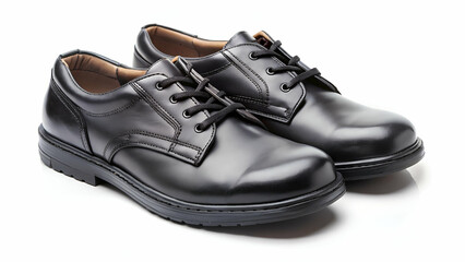 Black Leather Oxford Shoes Classic Mens Footwear Product Photography on white background