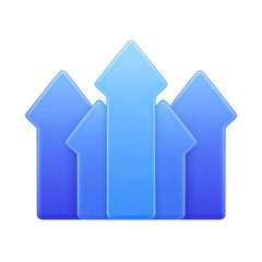 Blue gradient arrows pointing upwards symbolize growth and progress, conveying sense of success and achievement