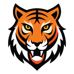 Obraz premium Majestic Tiger Head Illustration Powerful, Wild, and Fierce Orange Stripes
