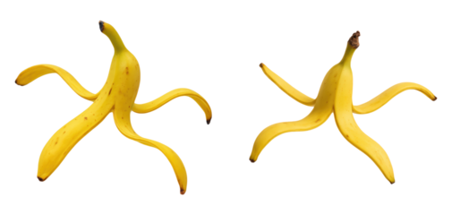 Vibrant Yellow Bananas with Unique Twist, Fun Fruit Design, Perfect for Graphic Use, Isolated on Transparent and White Background