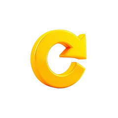 Fototapeta premium 3D yellow circular arrow icon symbolizes refresh or reload, often used in digital interfaces to indicate updating or reloading content. bright color and simple design make it easily recognizable