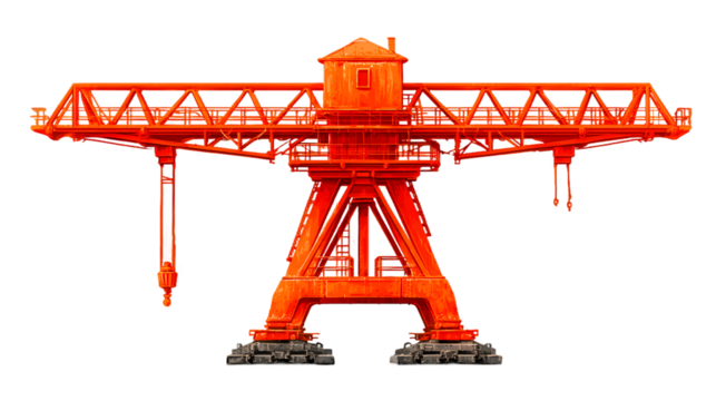 Orange Gantry Crane Industrial Machine Heavy Equipment Port Machinery Construction Illustra