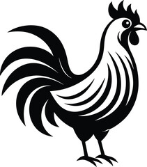  rooster silhouette, raised tail, farm bird
