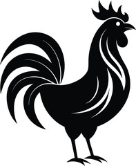  rooster silhouette, raised tail, farm bird
