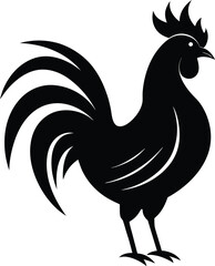 Obraz premium rooster silhouette, raised tail, farm bird 