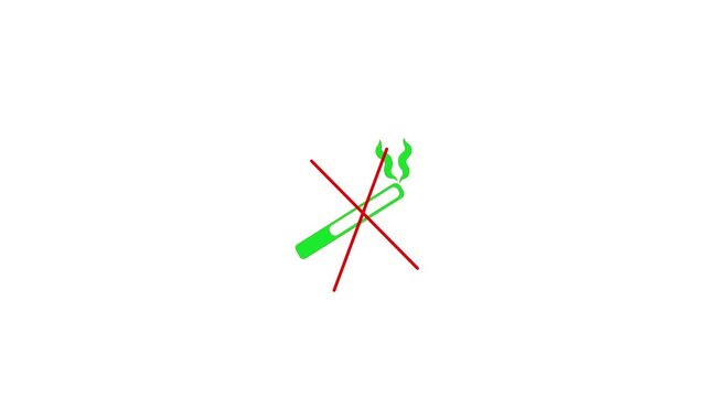 No Smock icon animation on white background. Smock Danger red signal icon .4k video 