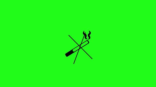 No Smock icon animation on green background. Smock Danger red signal icon .4k video 