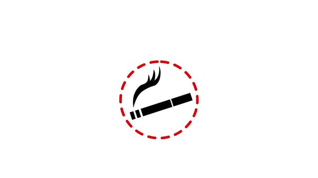 No Smock icon animation on white background. Smock Danger red signal icon .4k video 