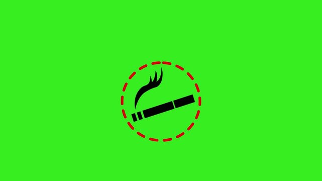No Smock icon animation on green background. Smock Danger red signal icon .4k video 