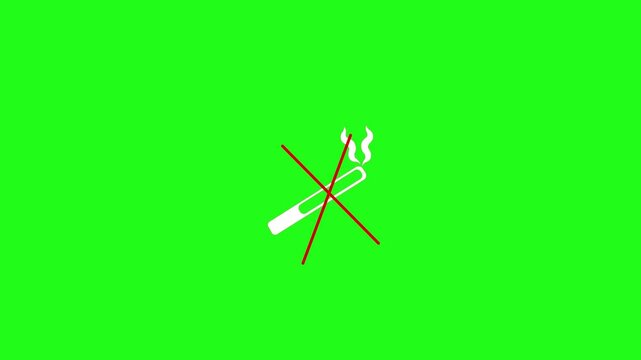 No Smock icon animation on green background. Smock Danger red signal icon .4k video 