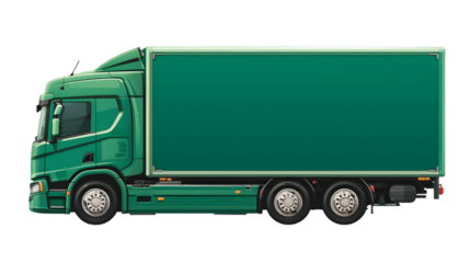 Green Box Truck Cargo Delivery Logistics Transportation Illustration