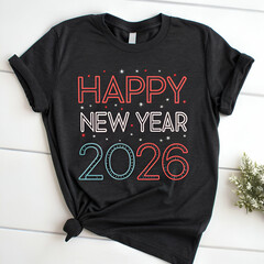 Happy New Year 2026 Pixelated TShirt Design on white background