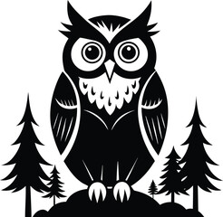  owl silhouette, perched bird, calm watch
