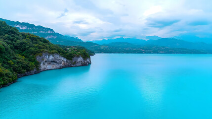 Picturesque Mountain Lake Landscape with Blue Water