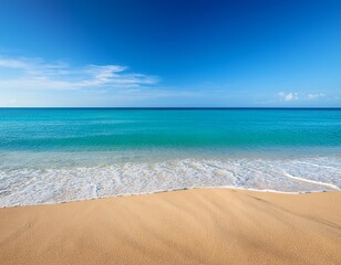 sandy beach in summer blue sea and clear blue sky