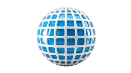 Abstract Blue and White Sphere 3D Render Geometric Design Modern Art Technology Background