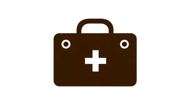 Brown First Aid Kit Icon Medical Bag Symbol Healthcare Graphic