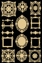 Elegant Gold Ornate Frames and Decorative Elements - Intricate Floral Design Collection for Wall Decor and Picture Framing - Vintage Inspired Embellishments